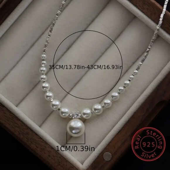 925 SterlingSilver Freshwater Shell Freshwater Pearls Necklace Original Handmade - Picture 7 of 8